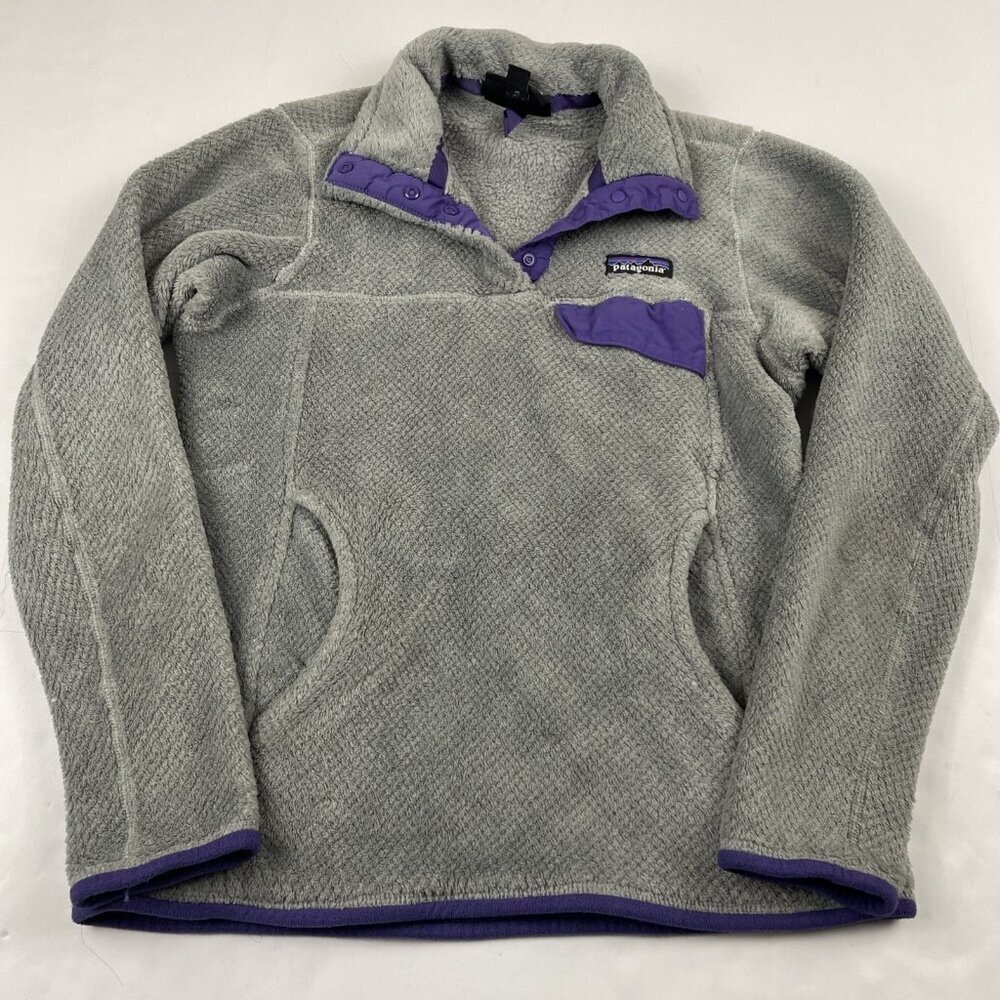 Patagonia 1/4 Snap Pullover Sweater Women’s XS Gray Purple Outdoors